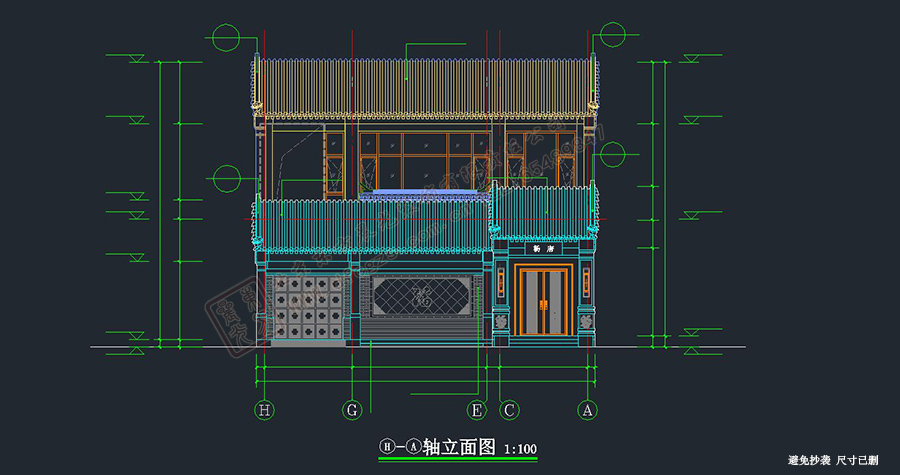 三進(jìn)中式別墅施工圖