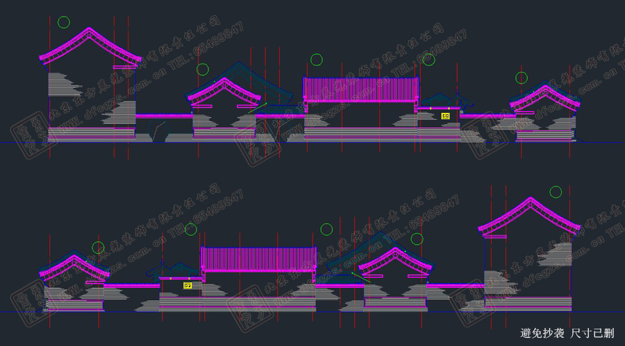 三進(jìn)中式別墅施工圖