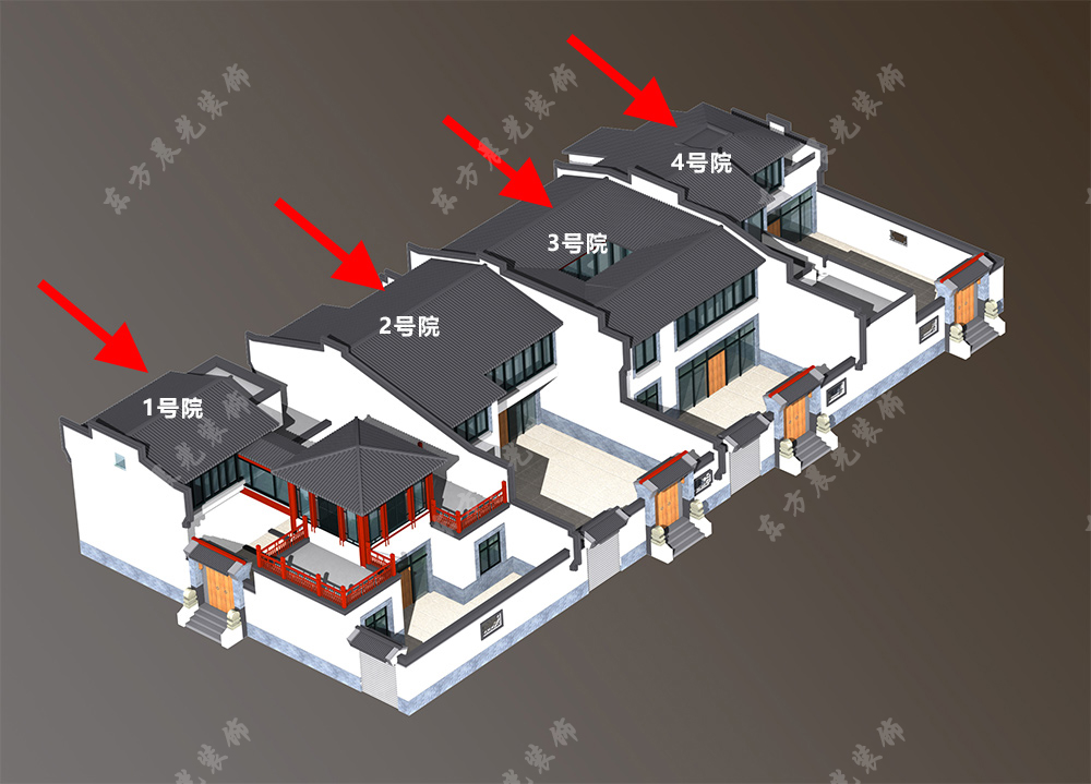 徽派仿古中式別墅效果圖